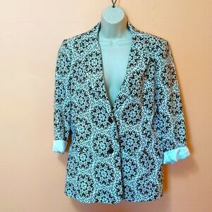 Chadwicks of Boston Lined Linen Blend Brown and White Jacket Blazer 10